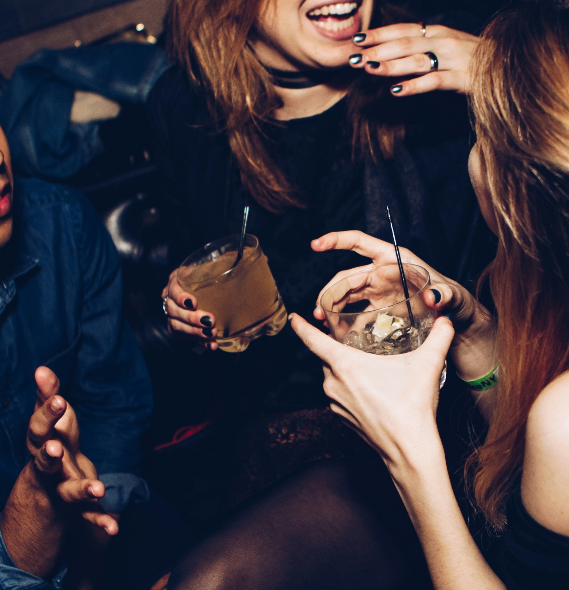 Friends with cocktails